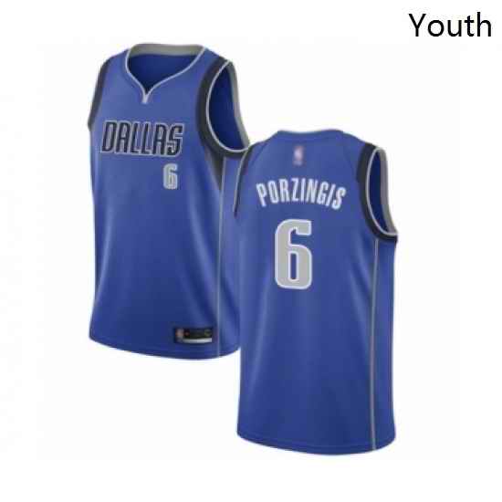 Youth Dallas Mavericks 6 Kristaps Porzingis Swingman Royal Blue Basketball Jersey Icon Edition
